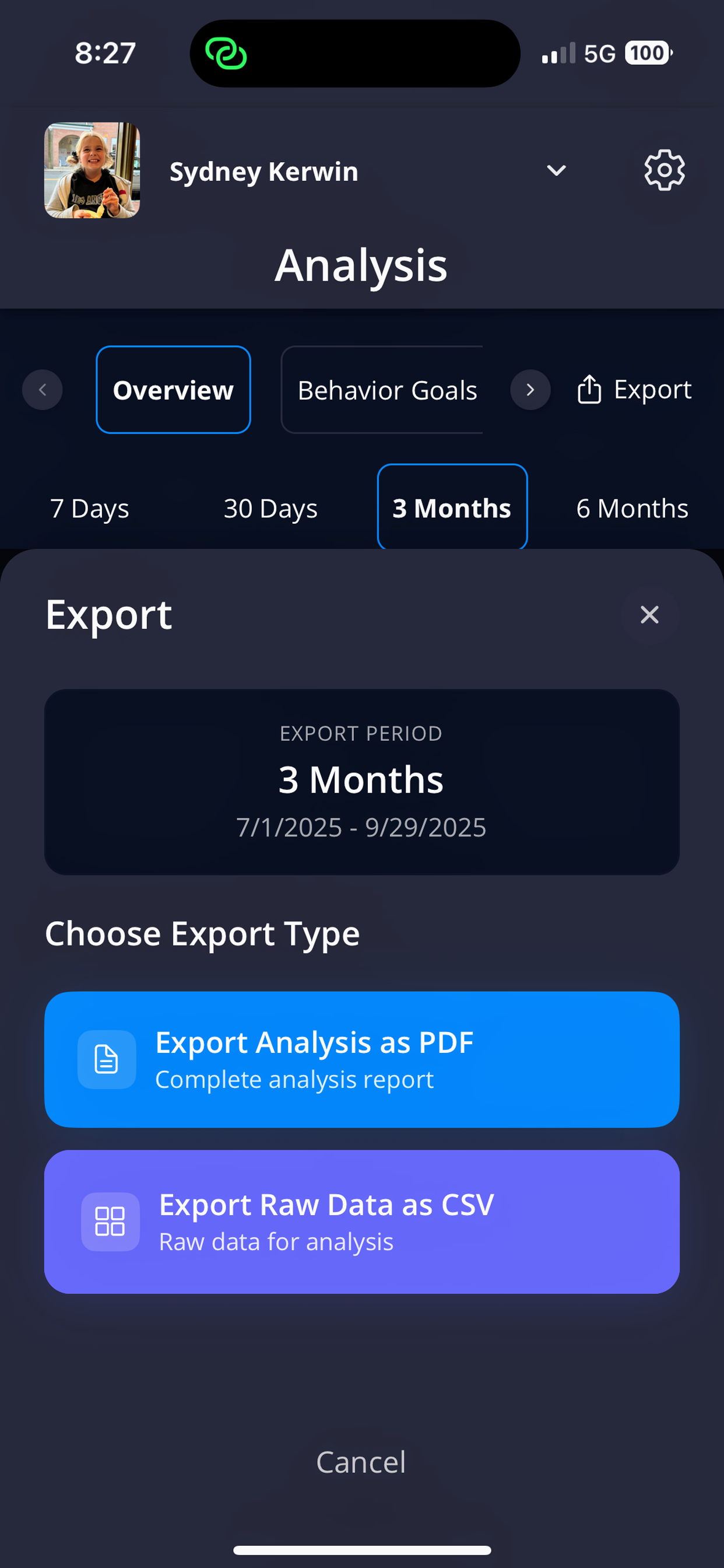 Export Options Dialog
