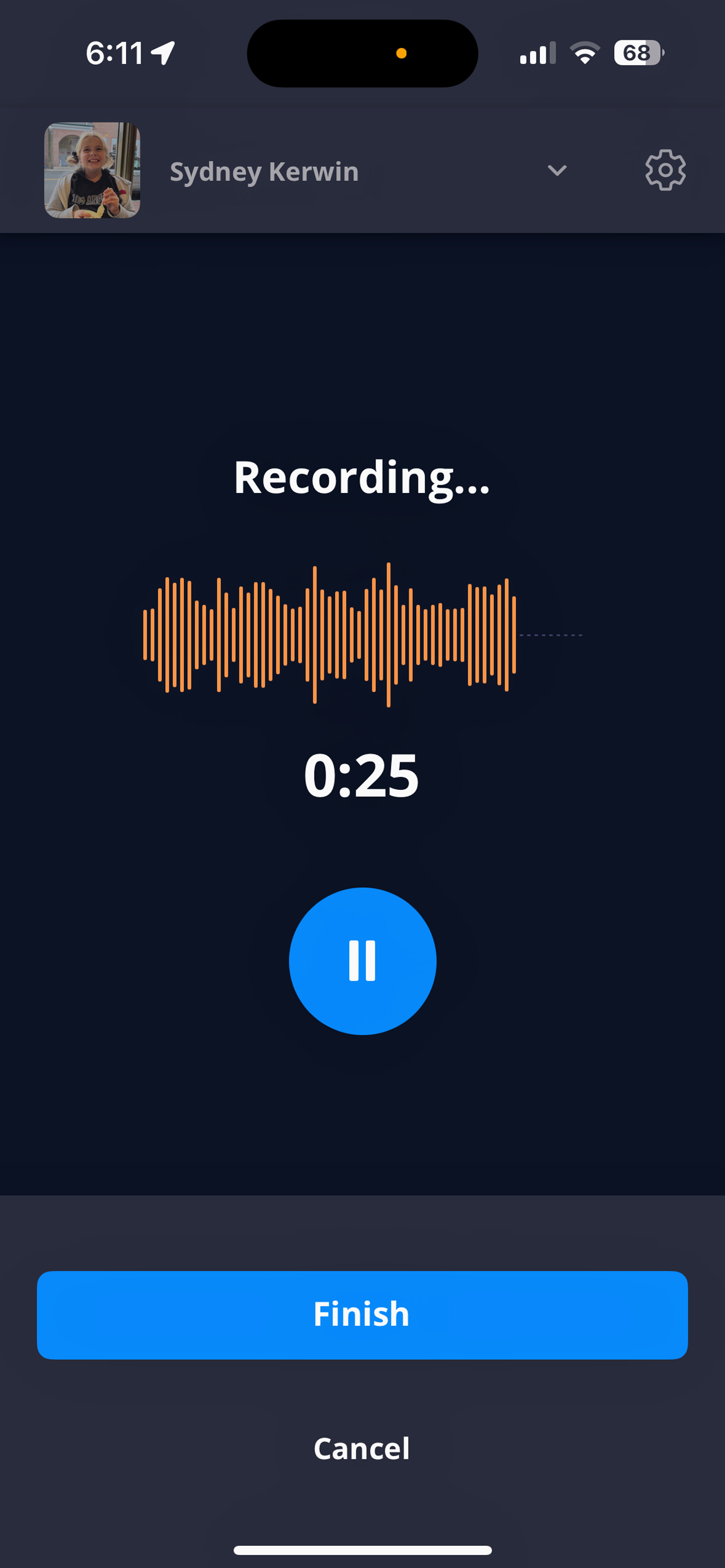 Journal Recording Screen